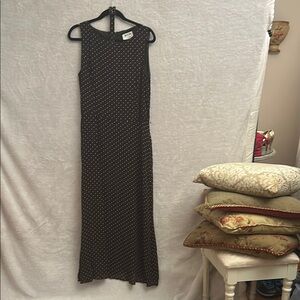 Chic Brown and Cream Polka Sleeveless Sheath Maxi Dress